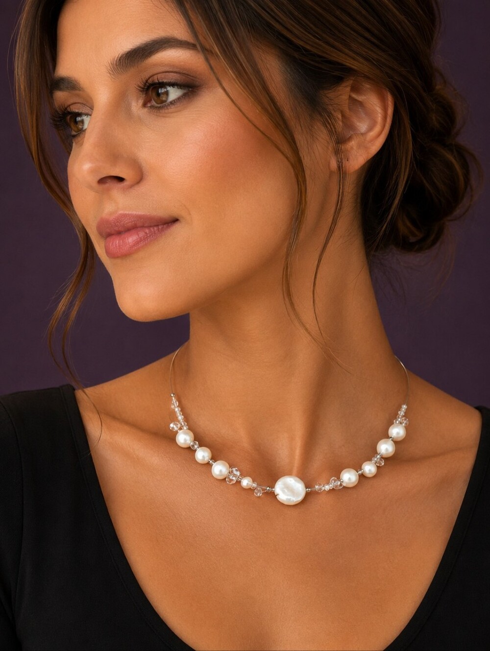 3/$30 Y2k Shell Beaded Floating Wire Necklace
